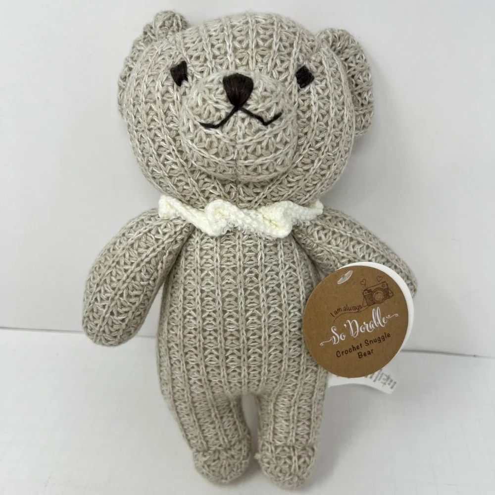 SoDorable Crochet Snuggle Bear Tan Knit Plush Toy OS 500001‎ Soft Stuffed Animal